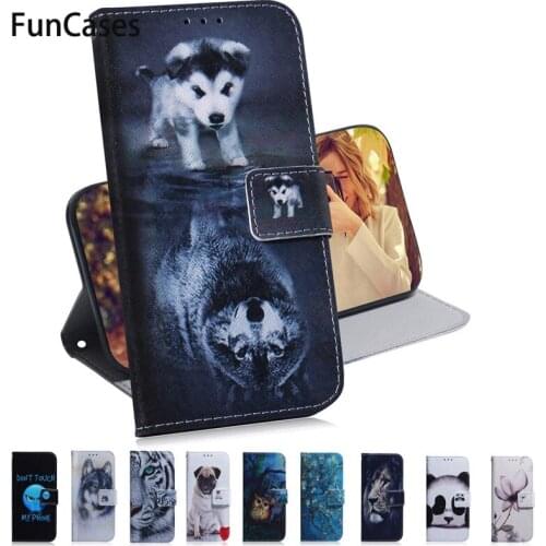 Flip Leather Case on For Fundas Sony Xperia 1 10 plus Case For Coque Sony Xperia L3 Cover Cartoon Owl Dog Wallet Phone Cases