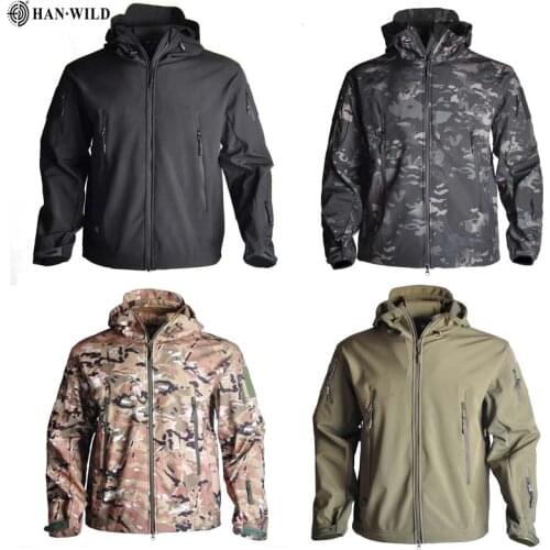 Shark Soft Shell Military Tactical Jacket Men Waterproof Warm Windbreaker US Army Clothing Winter Big Size Men Camouflage Jacket