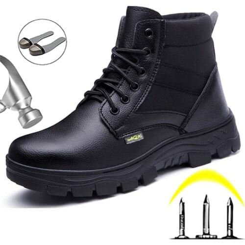 Men Safety Shoes Leather Boots Puncture-Proof Work Boots Steel Toe Shoes Safety Industrial Shoes Winter Boots Indestructible