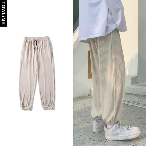 Mens 2021 New Fashion Loose Ankle-Length Casual Pants Women Solid Color Korean Streetwear Sweatpants Male Clothing Pantaloons
