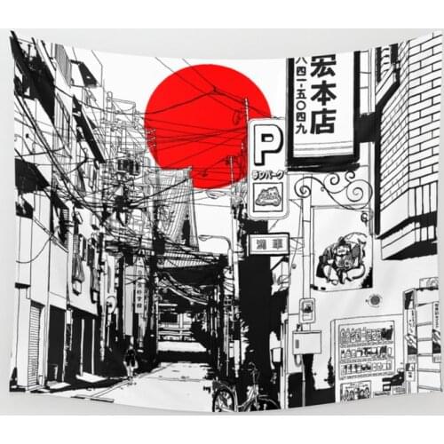 Tokyo street sunrise Tapestry Wall Hanging Room Carpet Dorm Psychedelic Tapestries Art Home Decoration Accessories