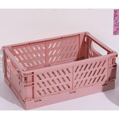 Desktop foldable storage box student stationery shelf sundries cosmetics storage basket can be stacked small basket