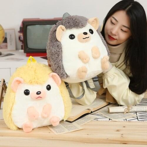New Cute Cartoon Hedgehog Backpack Plush Toy Childrens Toy Stuffed Animal Toys Birthday Gift