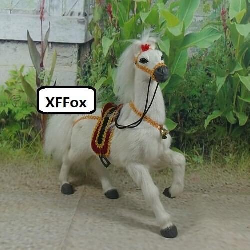 New real life white horse model plastic&furs simulation rise up leg horse doll with saddle gift about 31x30x9cm xf1875