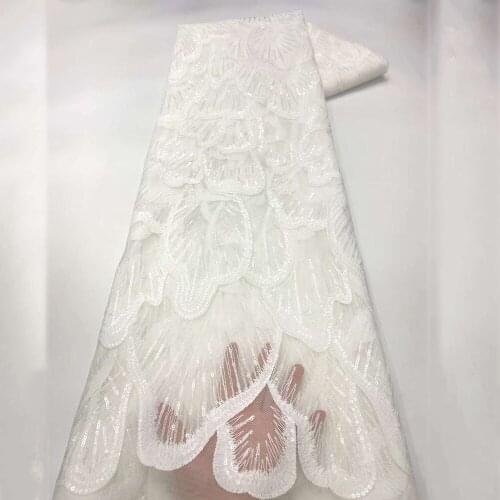 Latest fashion 3D lace fabric 2019 embroidered beaded french tulle sequins lace high quality bridal Nigerian mesh lace fabrics
