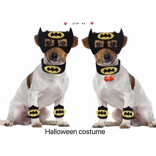 New Halloween Dress Up Holiday Dress Up Funny Bat Eye Mask Foot Ring Set with Bells Cats and Dogs Pet Photo Props Pet Supplies