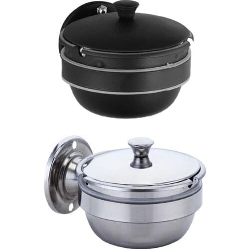 Wall-mounted Stainless Steel Ashtray with Lid Bathroom Decorative Creative Personality Box Metal Cigarette Holder N0PA