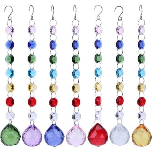 Hanging Crystal Ball Rainbow Maker Prism Light Catcher Colorful Wind Chime for Window Pendant Home Garden Decoration Fairy Decor
