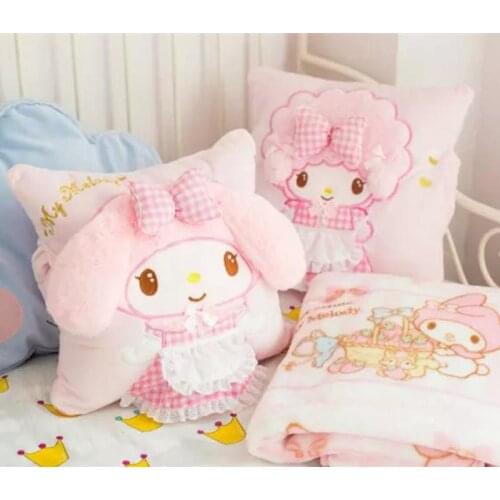 Sanrio Mymelody Kawaii Cartoon Plush pillow blanket hand warmer cushion Cartoon Doll Anime soft Plush Toy Birthday Gift for Girl