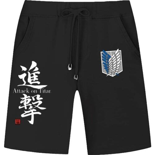 Summer Funny Print Shorts Men Cotton Goku Black Hot Pockets Waistband Mens Shorts Knee Fashion Sweatpants Casual