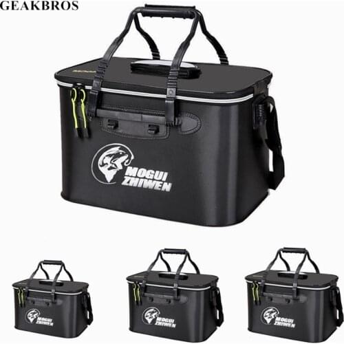 Foldable Fishing Bucket Fishing Tackle Bag EVA Live Fish Box 40/45/50cm Portable Fishing Bait Storage Bag Waterproof Fish Gear