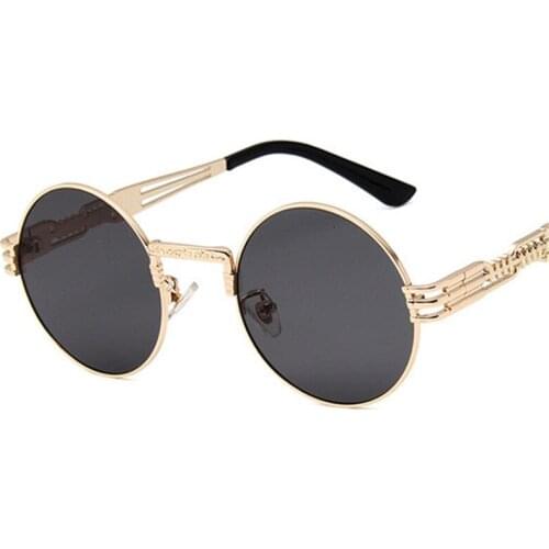 Gothic Steampunk Sunglasses Men Women Metal Wrap Eyeglasses Round Shades Brand Designer Sunglasses Mirror High Quality UV400