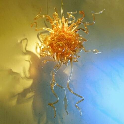 Modern Hand Blown Glass Led Chandelier Light Indoor Home Decorative Pendant Lamp Champagne Color 44 Inches