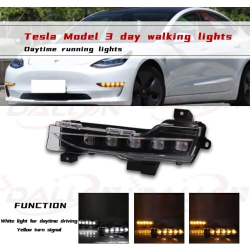 Led Daytime For Tesla Model 3 2018 2019 2020 DRL with Yellow Turn Signal Lamp Daytime Running Light Headlamp Car refitting