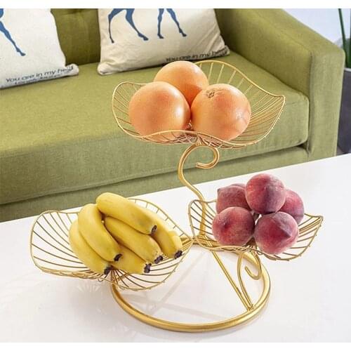 3-Layer Leaf Shaped Wire Basket Storage Tray Wedding Party Home Decor Nordic Style Iron Art Living Room Fruit Plate