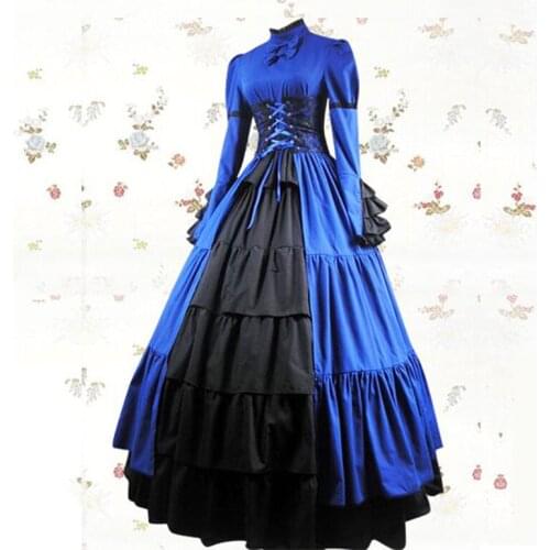 Retro evening dress Vintage Vestidos Noble togae Cosplay Costume Gothic Long ball gown Wedding Dress medieval Court dress