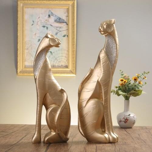 [VIP] Nordic Resin Animal Sculpture Double Tiger Leopard Statue Livingroom TV Cabinet Home Decorations Accessories Modern Crafts