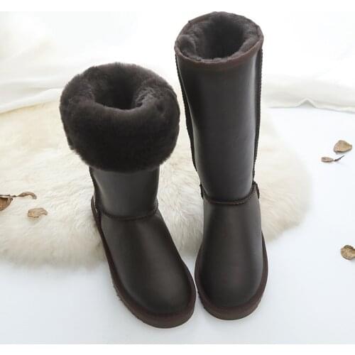 New Arrival Waterproof High Boots 2020 Genuine Sheepskin Woman Snow Boots Botas Mujer Winter Shoes Womens Boots Natural Fur