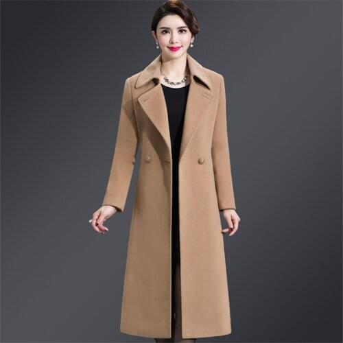High Quality Woolen Coat Women New Autumn Winter Plus Size 5xl Elegant Long Coat Female Jacket Wool Blend Coat Abrigos Mujer