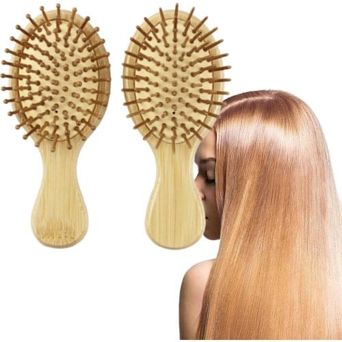 1PCs Natural Bamboo Wood Hairbrush Mini Handle Massage Comb Anti-static Hair Scalp Paddle Brushes barber Hair Brush Styling Tool