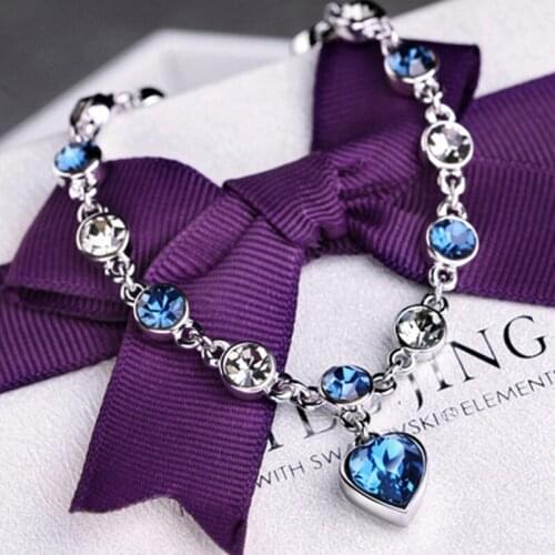 1pcs Ocean Heart Love Heart-shaped Peach Crystal Zircon Ladies Bracelet Jewelry Accessories Fantastic Wristlet Trinket