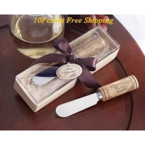 10 Pieces/lot) Practical Bridal shower favors of Vintage Reserve Stainless-Steel Spreader with Wine Cork Handle Wedding favors