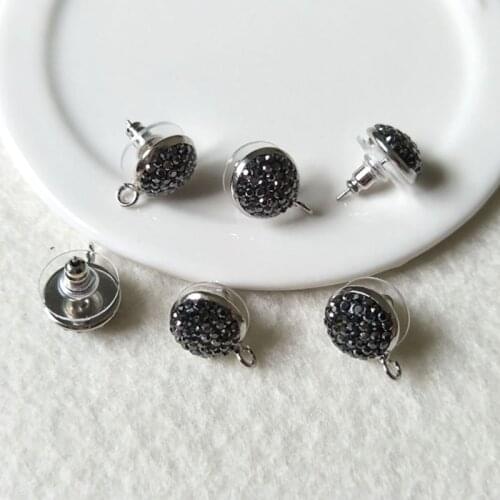 20Pair/lot 10mm Crystal Rhinestone Paved Stud Earrings Charms DIY Jewelry Making For Making Earrings Gift ER135