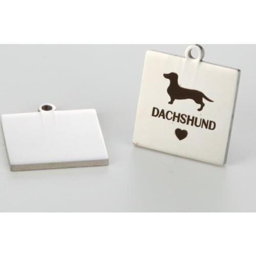 20PCS High Quality Stainless Steel Pet Dog Pendant Charms Lettering DACHSHUND Charm Dangle DIY Accessories Jewelry