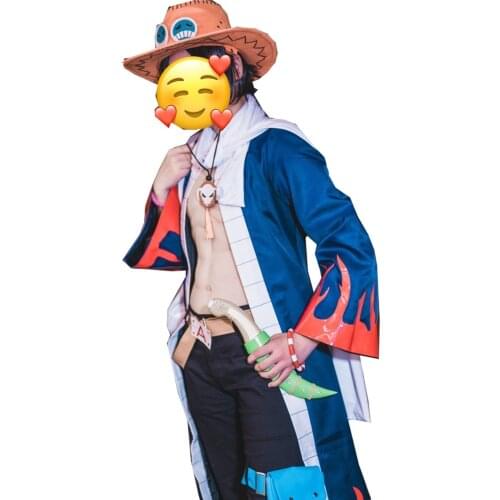 2021 One piece Portgas D Ace Cosplay Costume coat+pant+hat+scarf+leg bag+hat