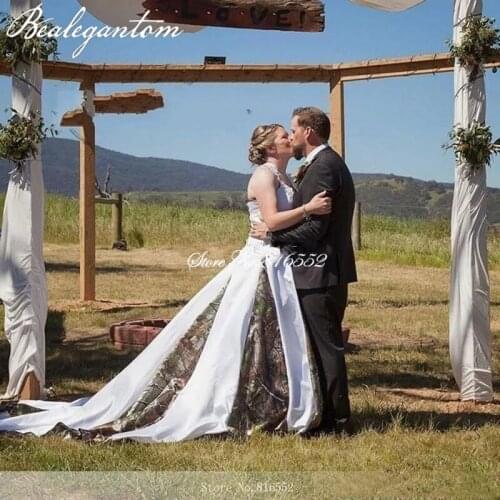 2021 Vintage Western Country Camo Wedding Dresses Plus Size A Line Camouflage Bridal Gowns Custom Made Robe De Mariage WD37