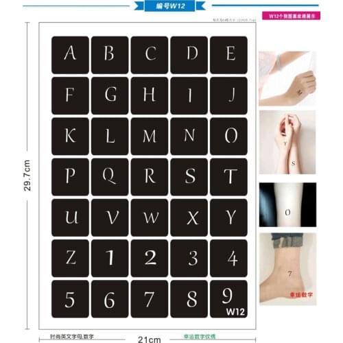 35 Designs/set Body Art Stencils for Painting Airbrush Glitter Tattoo Stencil Letter Number Small Pattern Pochoir Tatoo