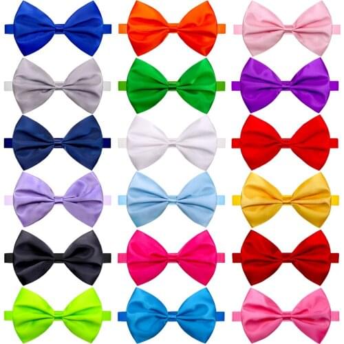 50X Handmade Pet Puppy Dog Cat Bow Ties Adjustable Solid Bowknot Dog Bowties Pet Grooming Ties Dog Accessories Pet Supplies