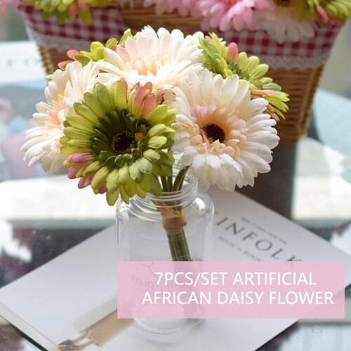 7Pcs/lot 23cm Artificial African Daisy Flowers Silk Flower Wedding Bouquet Home Decoration Background Shooting Flowers DIY Gifts