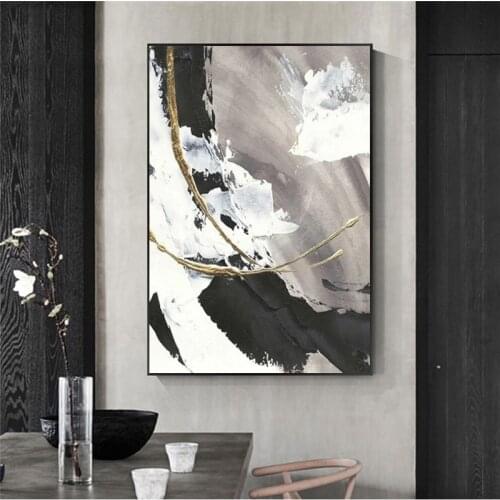 Abstract Black White Oil Painting Printed on Canvas Decorative Pictures Canvas Painting Wall Art Pictures for Living Room Decor