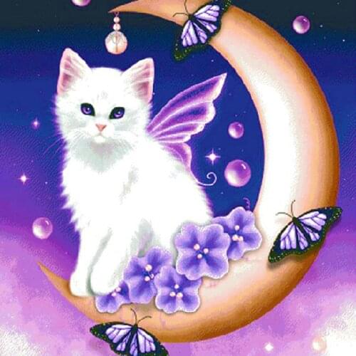 5D DIY Diamond Mosaic Moon Cats Handmade Diamond Painting Cross Stitch Kits Diamond Embroidery Patterns Rhinestones 30*30CM