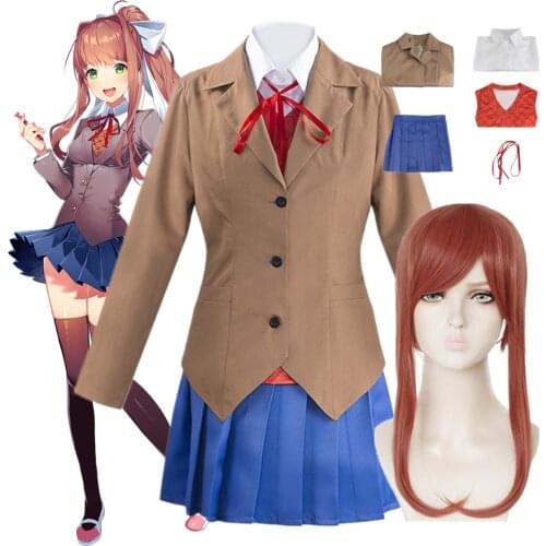 Anime Doki Doki Literature Club Monika Cosplay Sayori Yuri Natsuki Cosplay Costume School Girl Women Uniform