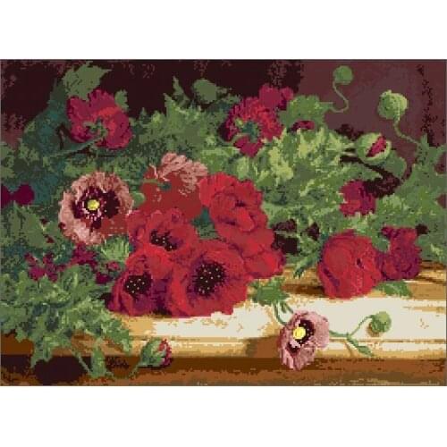 Free delivery Top Quality popular counted cross stitch kit red poppy flowers flower, beautiful flower