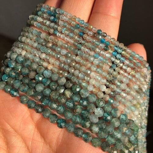 2/3/4mm Natural Blue Apatite Faceted Loose Rondelle Stone Beads For Jewelry Making Diy Bracelet Necklace Accessories 15Inches