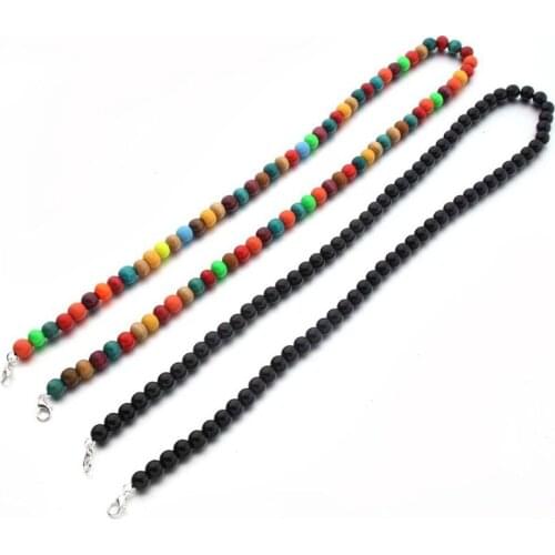 Face Mask Holder Lanyard Multicolor Wooden Beads Chain Eyeglass Strap Necklace F3MF