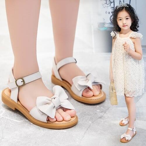Children Sandals for Girls Simple Classic Bowtie Kids Sandals Girls Beach Shoes Summer 2021 Brand New High Quality Soft 26-36