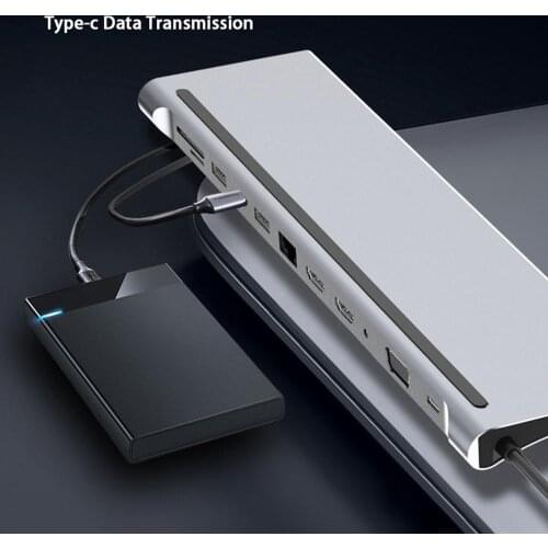 12-in-1 Type-C HUB 4K Docking station dual HDMI RJ45 Gigabit Lan PD Laptop Docking Stations High Quality