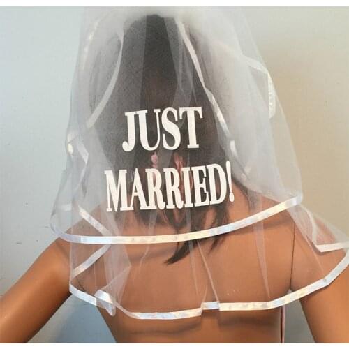 Just Married bride to be Veil bridal shower engagement beach pool wedding Honeymoon Vegas decoration gift present Photo props