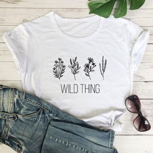 Wild Thing Flower T-shirt Funny Support Wildlife Tshirt Aesthetic Women Summer Short Sleeve Graphic Botanical Tees Tops