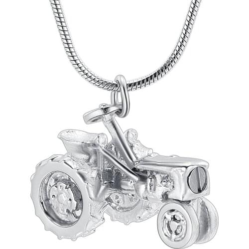 K10536 Tractors Urn Necklaces for Ashes Pendant Locket Stainless Steel Holder Urns Keepsake Memorial Cremation Jewelry for Ashes