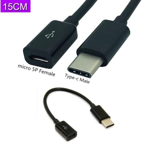 10cm USB3.1 Type C Male To Micro USB 2.0 5Pin Female Data Cable Cord Nexus 5X 6P