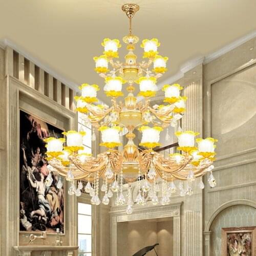 Chinese Ceramic Chandelier Villa hotel Crystal Lamps European Restaurant Crystal Chandelier Villa Complex Building Crystal Light