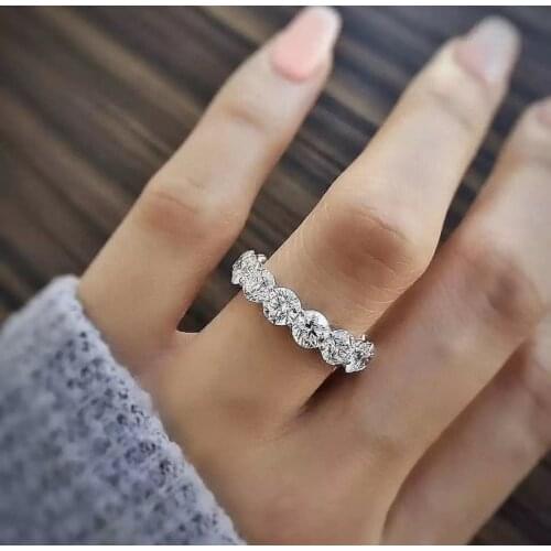 Promise Band 4mm Lab Diamond cz ring 925 Sterling silver Engagement Wedding Rings for women Bridal Fine Party Jewelry Gift