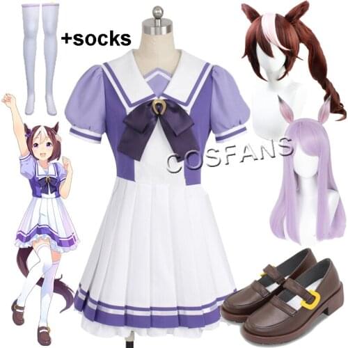 Uma Musume Pretty Derby Cosplay Costume Toukai Teiou School Uniform Gold Ship Special Week Cosplay Lolita Sailor Dress wig Shoes