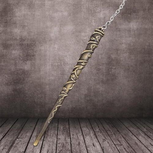 Cosplay Magic Wand Necklace Keychain Key Chain Elder Wizard Wand Pendant Amulet Movie Jewelry Vintage Retro Men Women