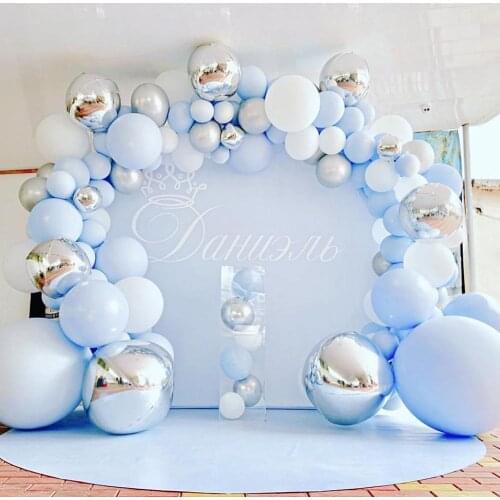 214pcs 4D Round Foil Balloon Garland Arch Blue White Latex Balloons Birthday Wedding Decoration Party Supplies Pump Inflator